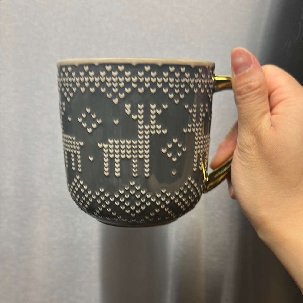 Gray and Gold Reindeer Mug